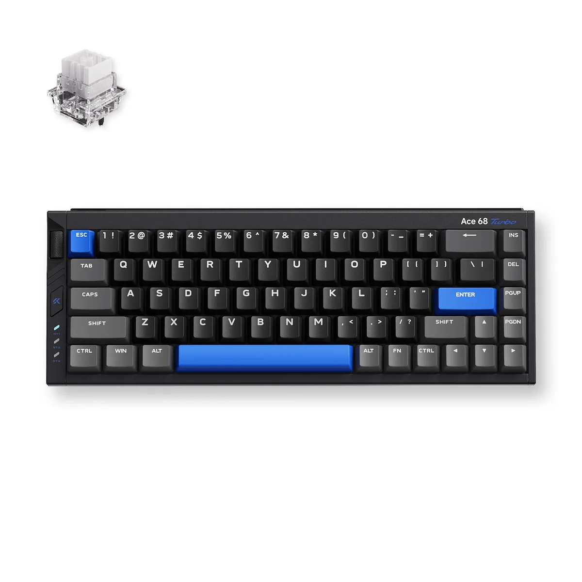 Compact 65 percent aluminum keyboard in Cyber Black with south-facing RGB lighting and a dynamic light bar