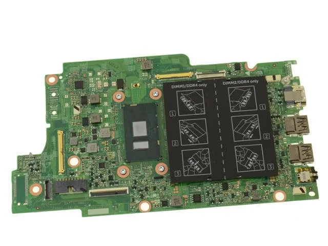 Green Dell motherboard with silver CPU socket and black components