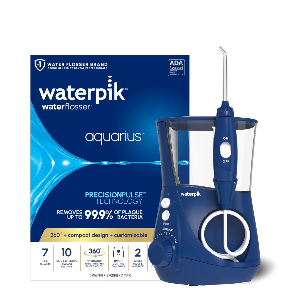  Waterpik Aquarius WP-663 Water Flosser White 10 Settings 7 Tips — foto del prodotto