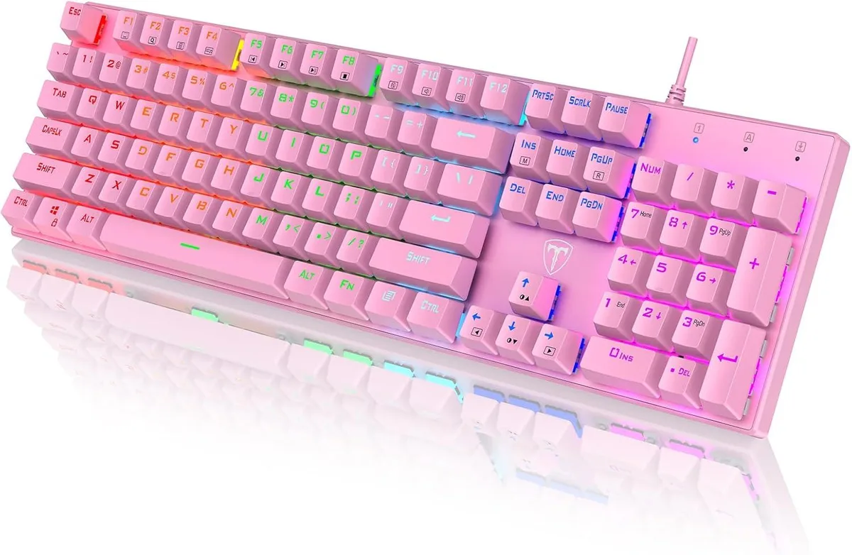 TUKO TUKO Gaming Keyboard 104 Keys Blue Switch Pink — product photo