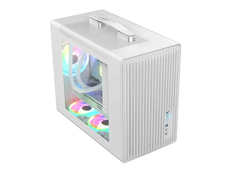 White Micro ATX case with steel and tempered glass side panel