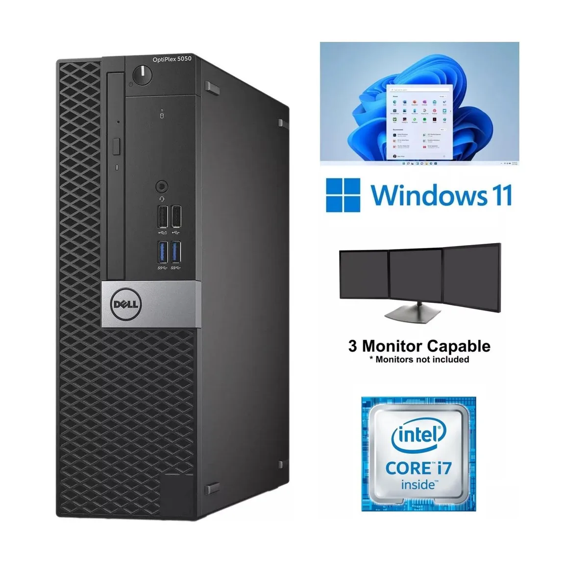 Small black desktop tower with DVD drive and USB Wi-Fi adapter