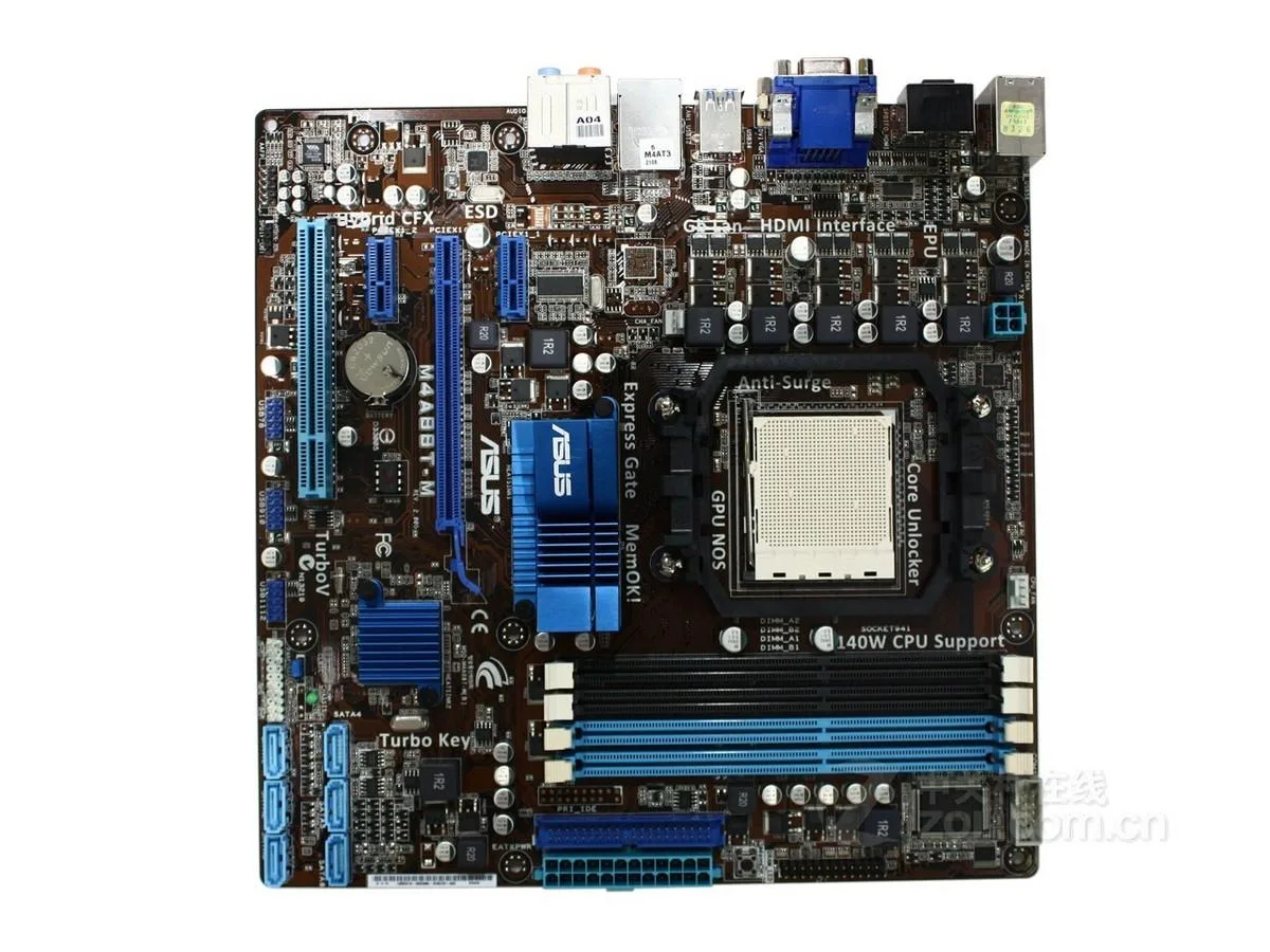 Green Micro ATX motherboard with silver ports and black slots