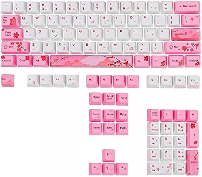 TAURKENAM TAURKENAM Sakura Keycap Set 104 Keys OEM Profile PBT 60% 61 87 104 Cherry MX Gateron Kailh Compatible — fotografia produktu