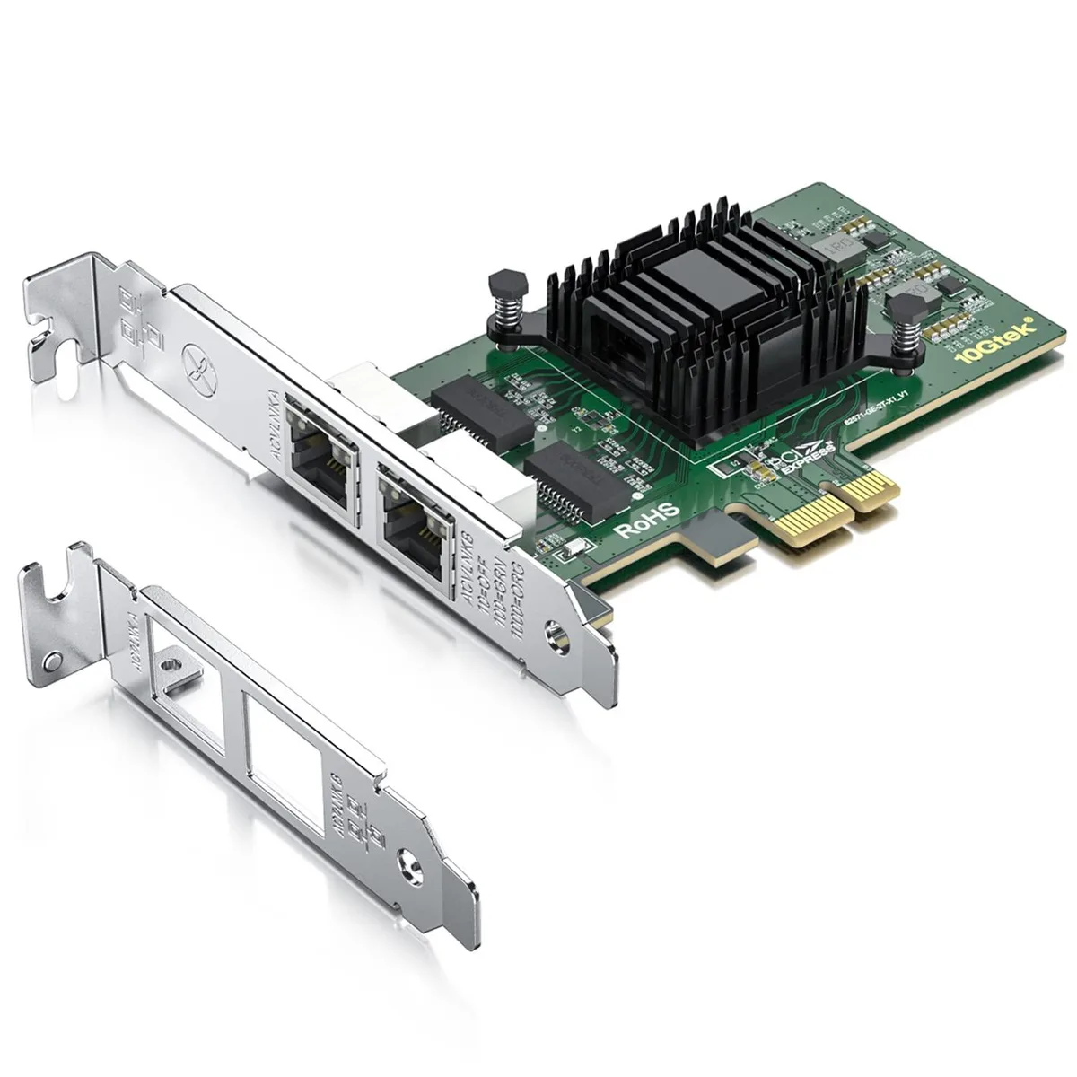 Vszerda Vszerda Gigabit Dual NIC Intel 82571 2 RJ45 PCIe X1 Low Profile network card — 제품 사진