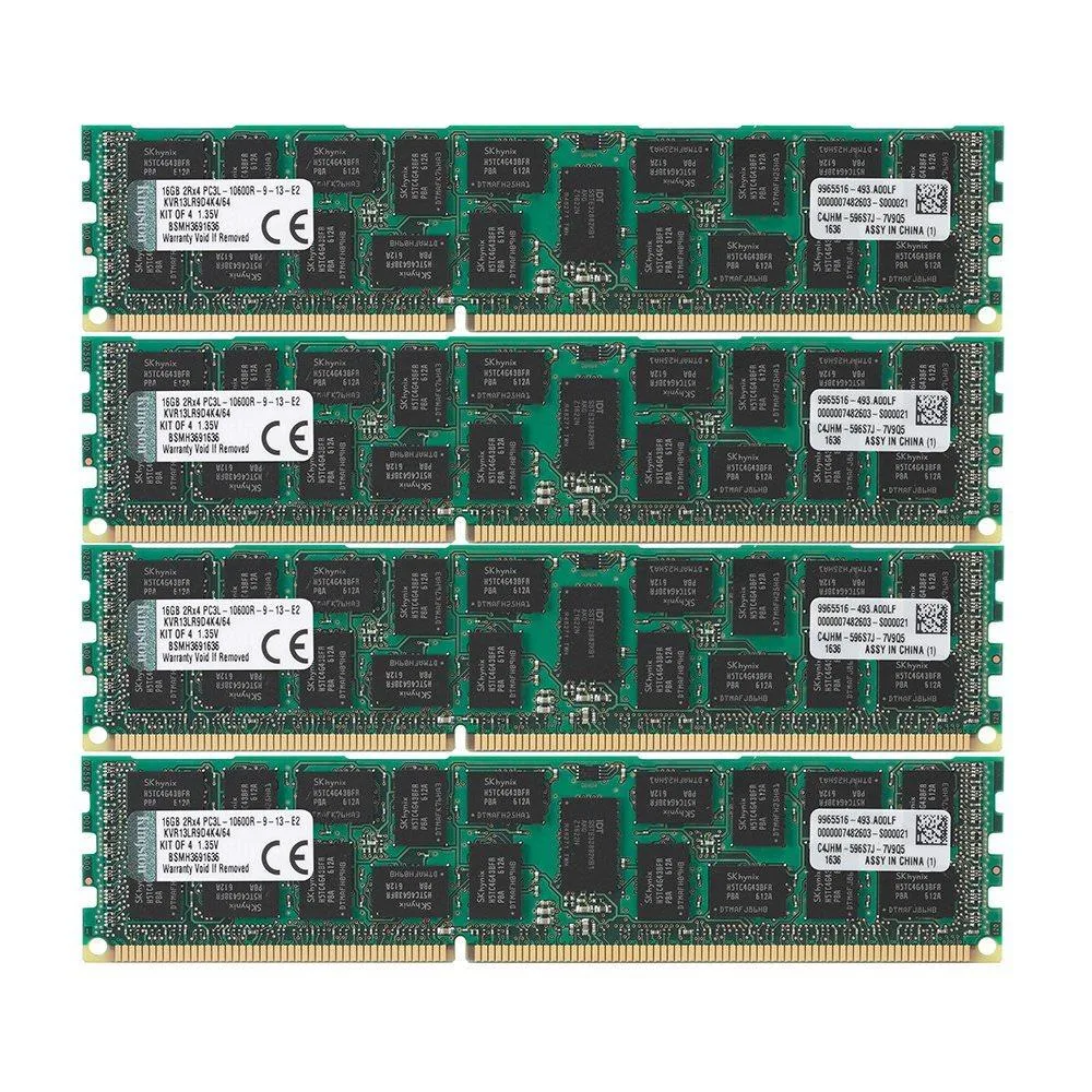Kingston Technology Corp. Kingston Technology ValueRAM 64 GB Kit 4x16 GB DDR3 1333MHz ECC Reg CL9 1.35V Server Memory — product photo