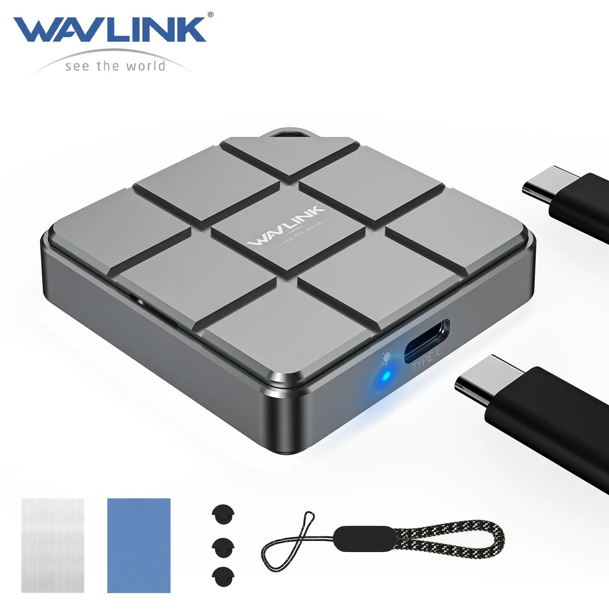 Gray aluminum M.2 SSD enclosure for 2230 2242 drives, USB-C cable included