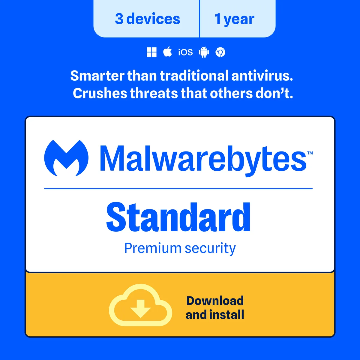 Malwarebytes Malwarebytes 854248005316ESD internet security 3 devices 1 year — product photo