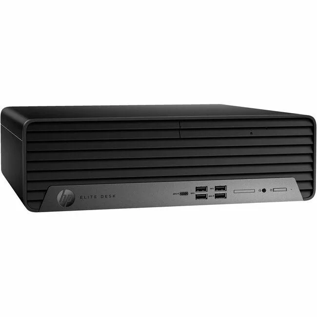 Compact black desktop tower with front USB ports and power button