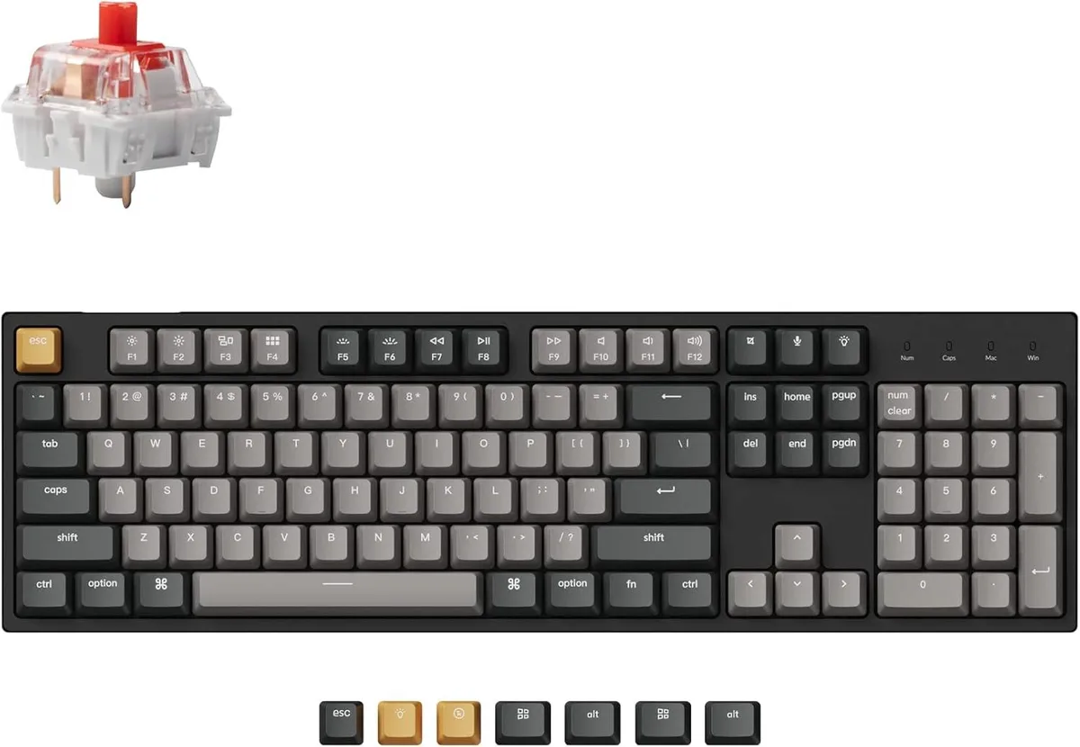 Full-size wired mechanical keyboard with RGB backlighting and PBT keycaps