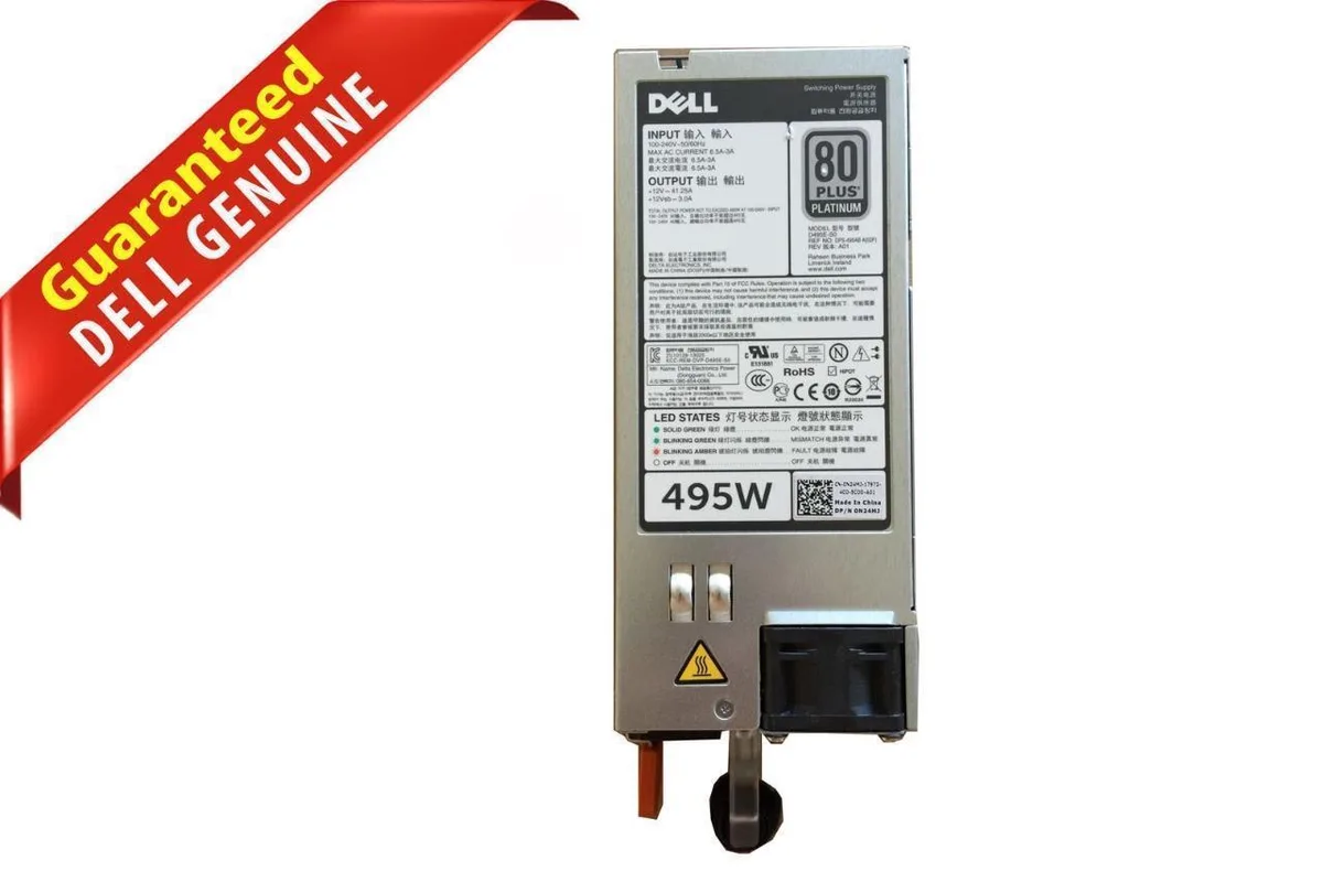 DELL DELL PowerEdge R620 495W Server Power Supply D495E-S0 N24MJ 3GHW3 — תמונת המוצר