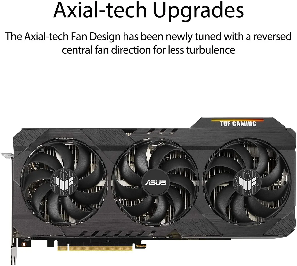 ASUS GeForce RTX 3080 TUF V2 graphics card, triple-fan cooler, dark grey shroud, metal backplate