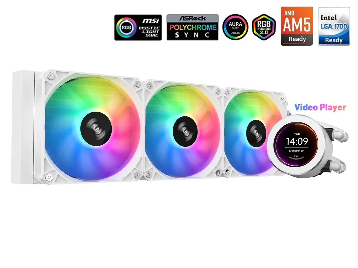 SAMA SAMA SM360-White 360 mm liquid cooler with LCD display — photo du produit
