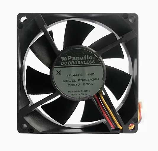 Black square 8 cm fan with three wires