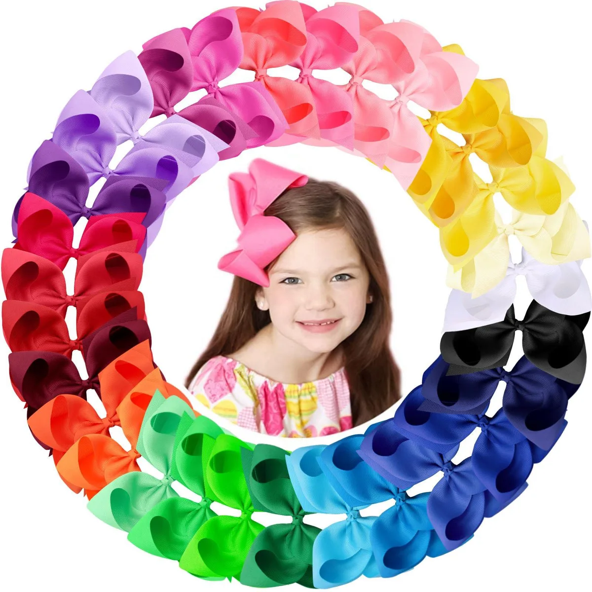 OAOLEER ZRMZ014 Hair Bow Clips 30 Pack 6 Inch Grosgrain Ribbon Alligator Clips — صورة المنتج