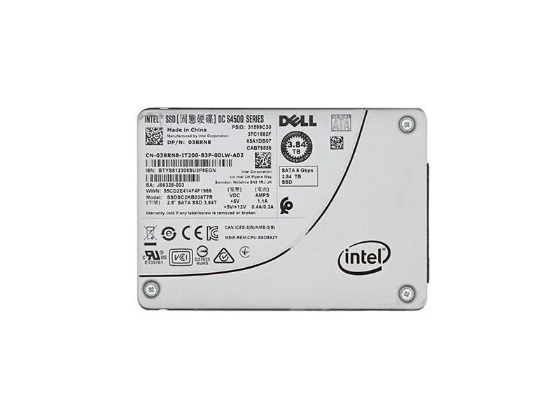Rectangular 2.5 inch SSD with silver label and green circuit board visible