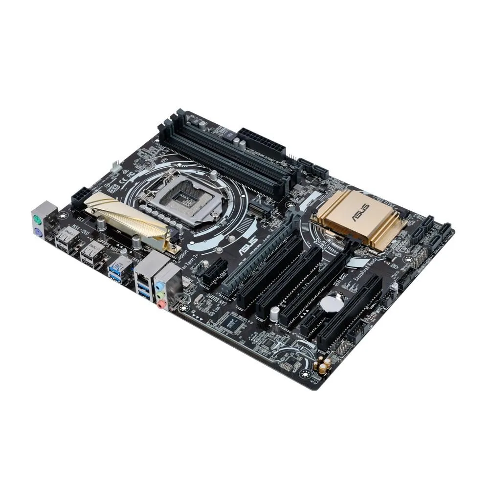 Green ATX motherboard with silver CPU socket and black memory slots
