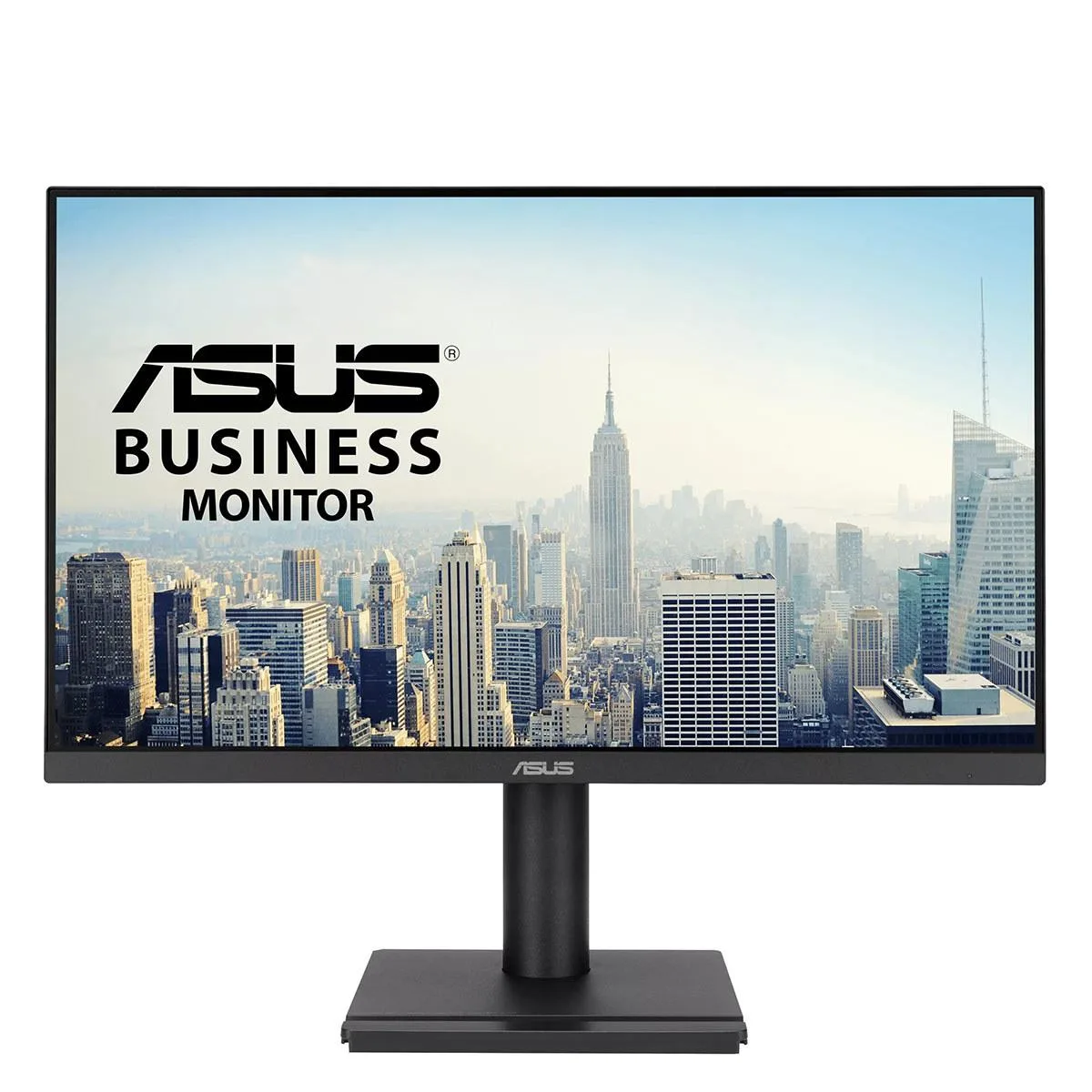Black 24 inch frameless IPS monitor on ergonomic stand
