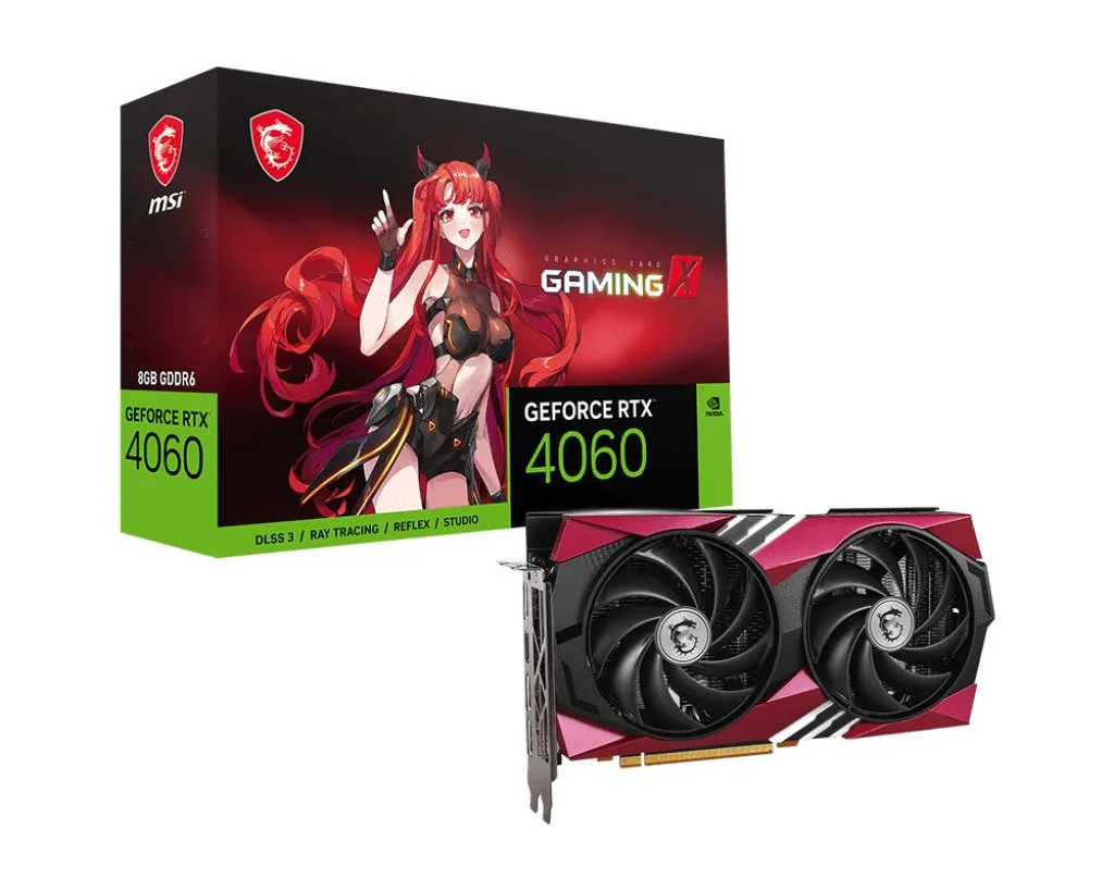 MSI GeForce RTX 4060 GAMING X 8G graphics card with dual fans and metal backplate