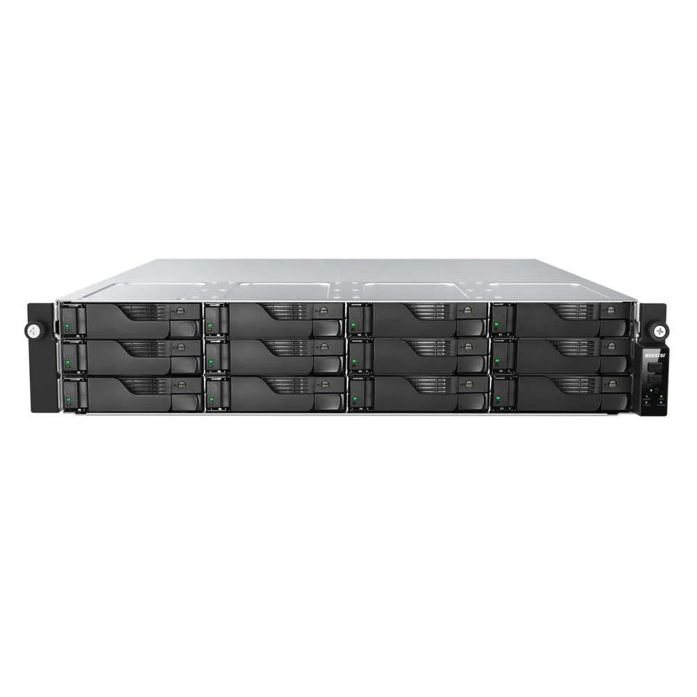 Silver 2U rackmount NAS chassis with twelve front drive bays