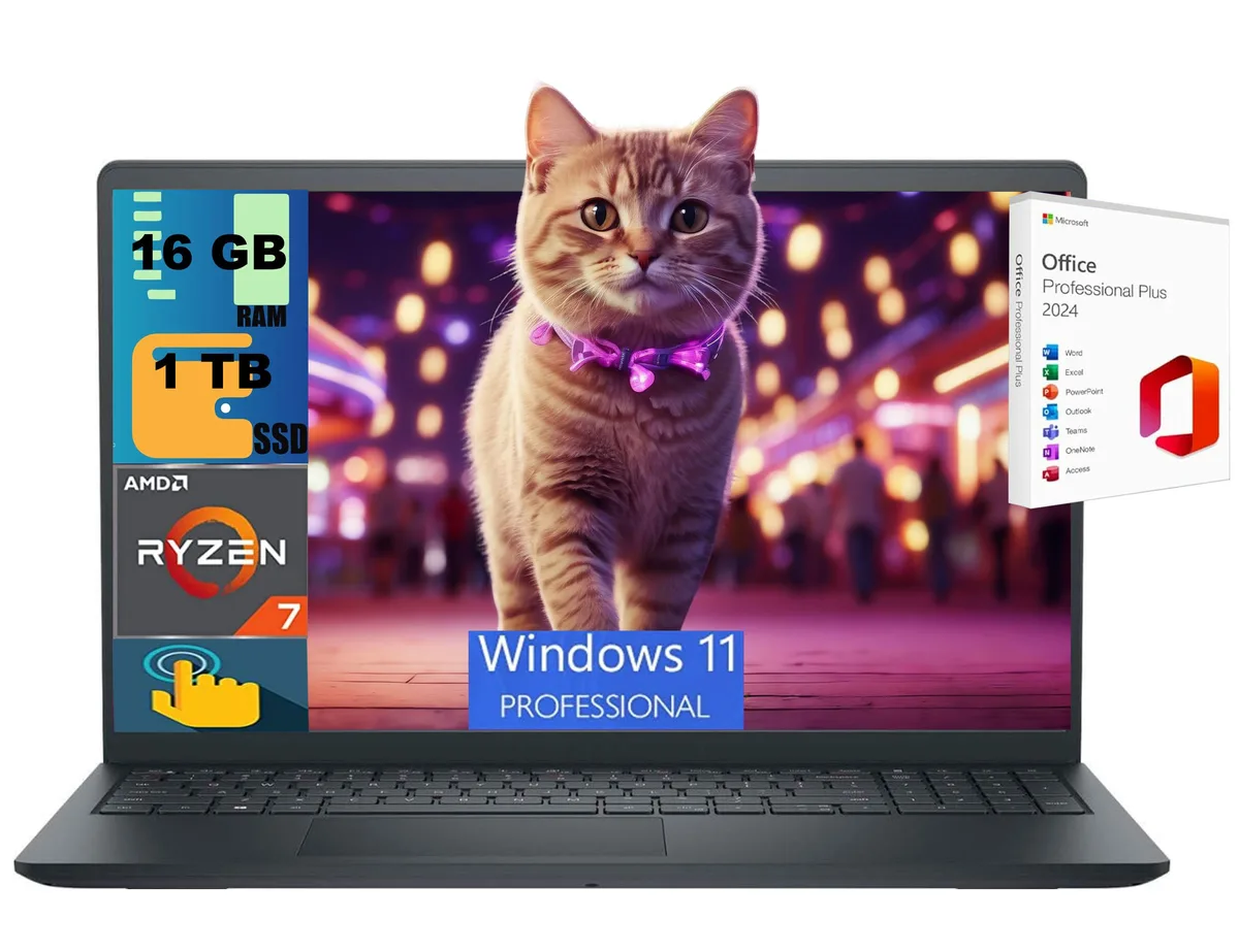 DELL DELL Inspiron 15 laptop Ryzen 7 7730U 16GB 1TB SSD 15.6 FHD Touch Windows 11 Pro — photo du produit
