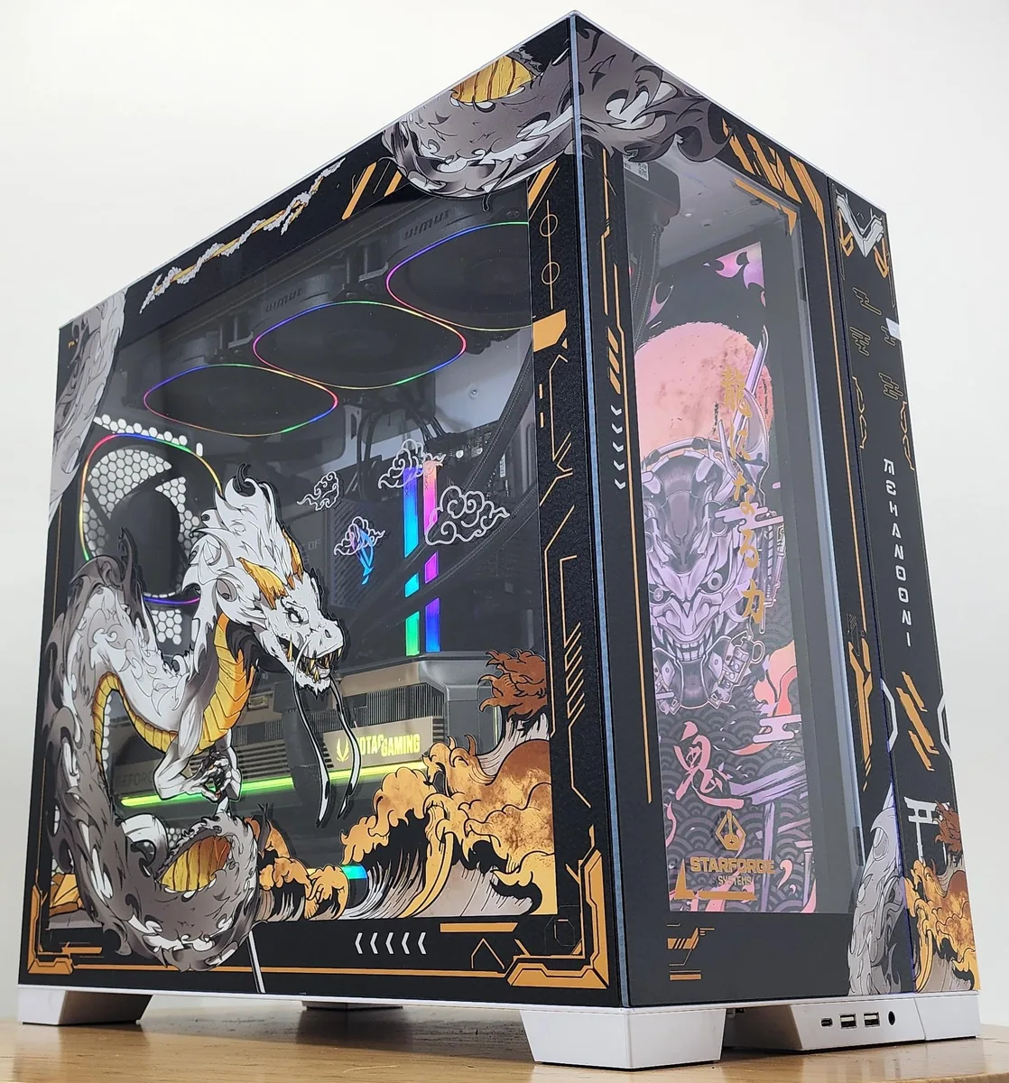 Golden Dragon ATX tower with 360 mm AIO cooler, RGB RAM and 5070 Ti graphics card
