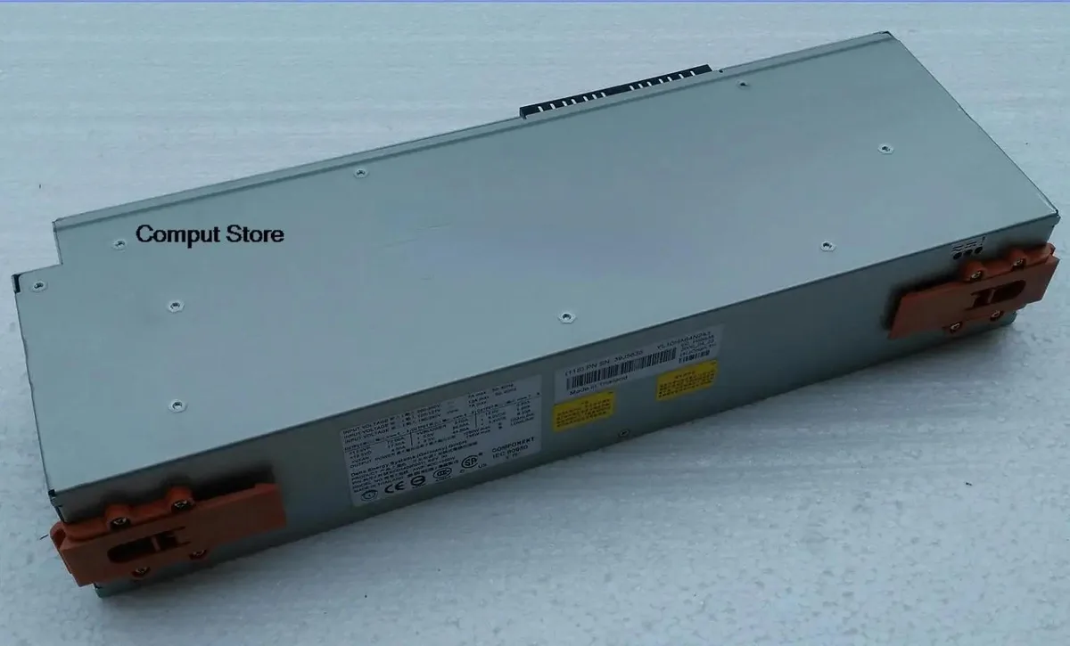 Rectangular ATX power supply unit, matte metal casing, fan grille visible