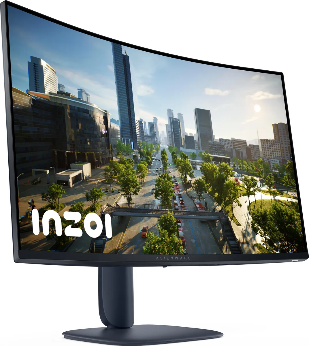 32 inch curved black gaming monitor on adjustable stand