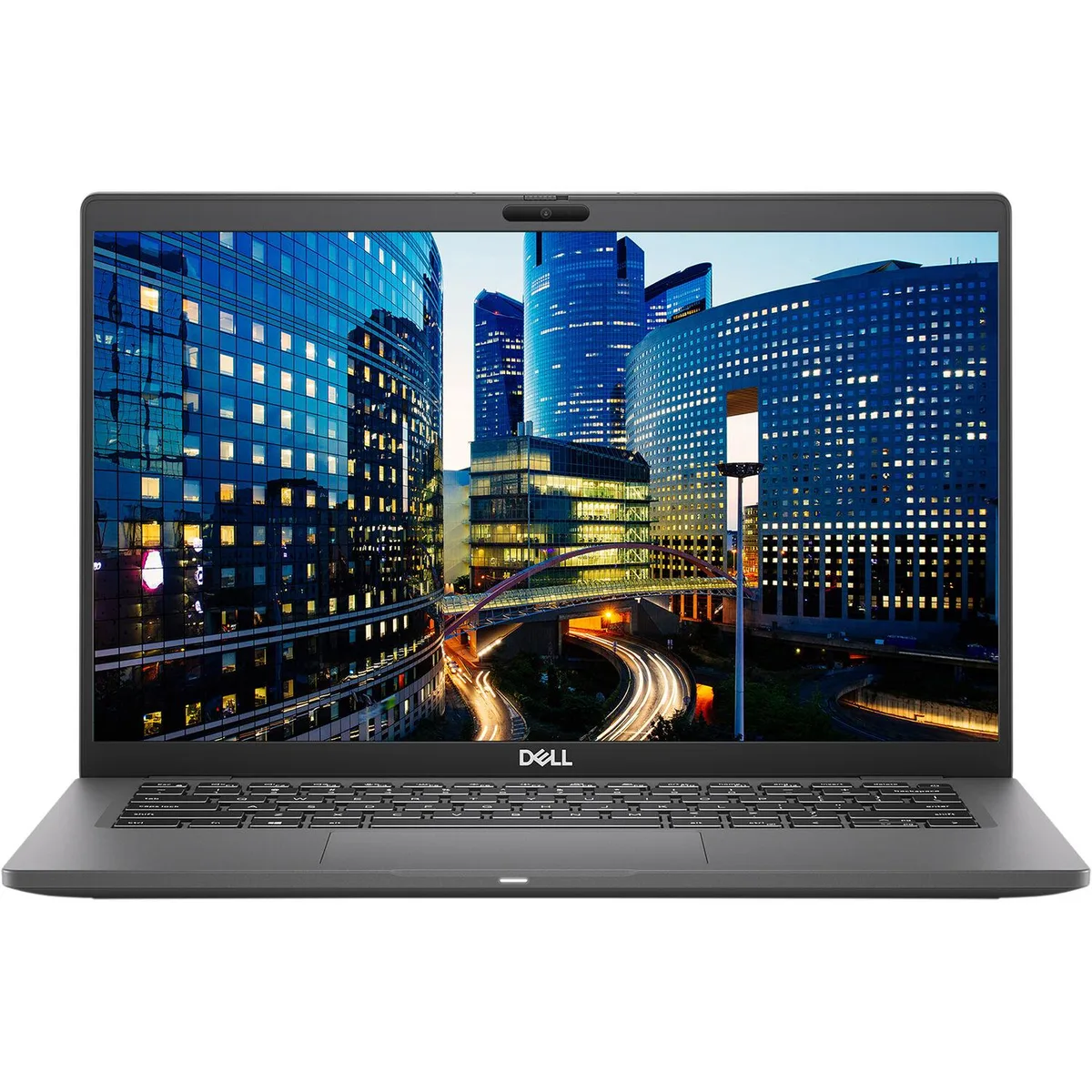Black Dell Latitude 7410 14 inch laptop closed on a plain background