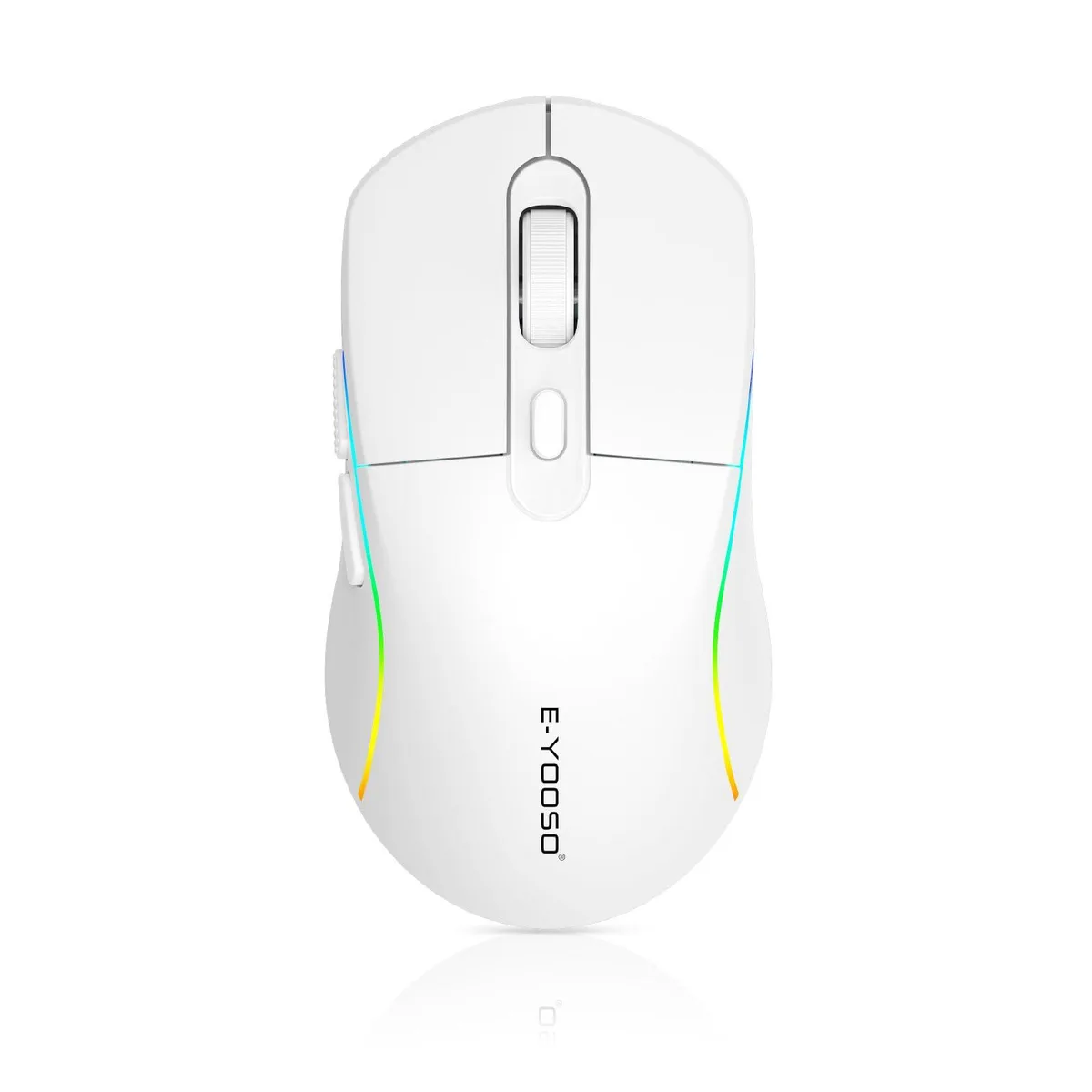 White wireless gaming mouse, ergonomic shape, lightweight 67G