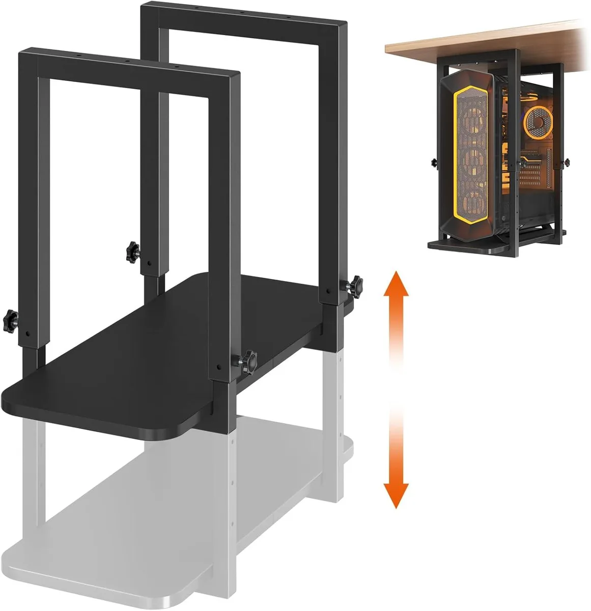 TAURKENAM TAURKENAM Under-Desk PC Mount 66 lbs Adjustable Height 17.3-25.1 Black — product photo