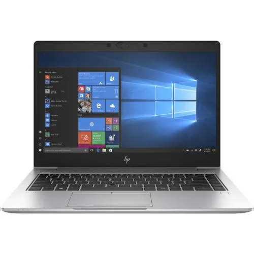 Silver 14-inch touchscreen laptop with minor scratches and dents