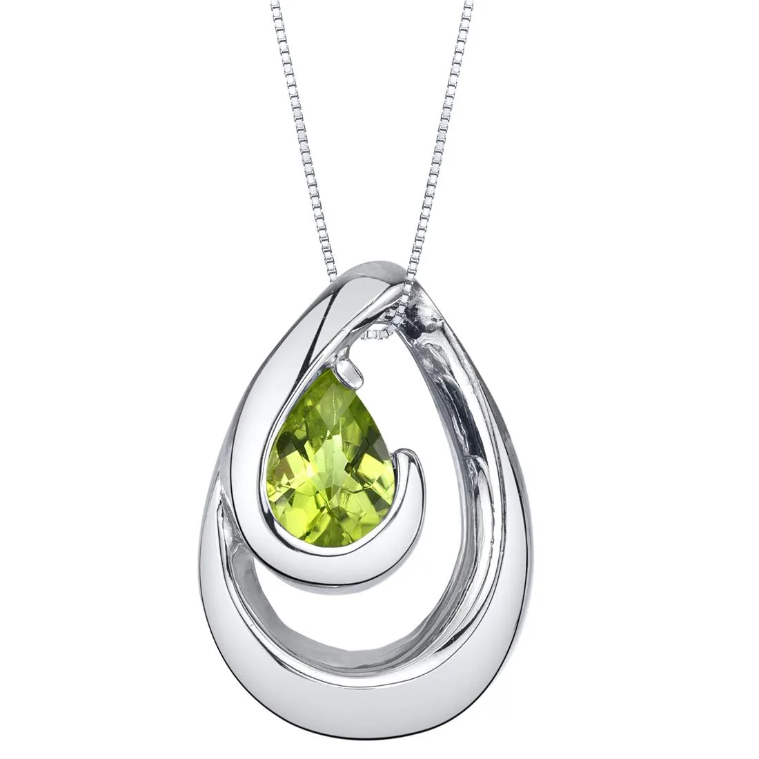 Oravo Oravo Peridot Sterling Silver Wave Pendant Necklace 18" .75 ct .925 — foto do produto