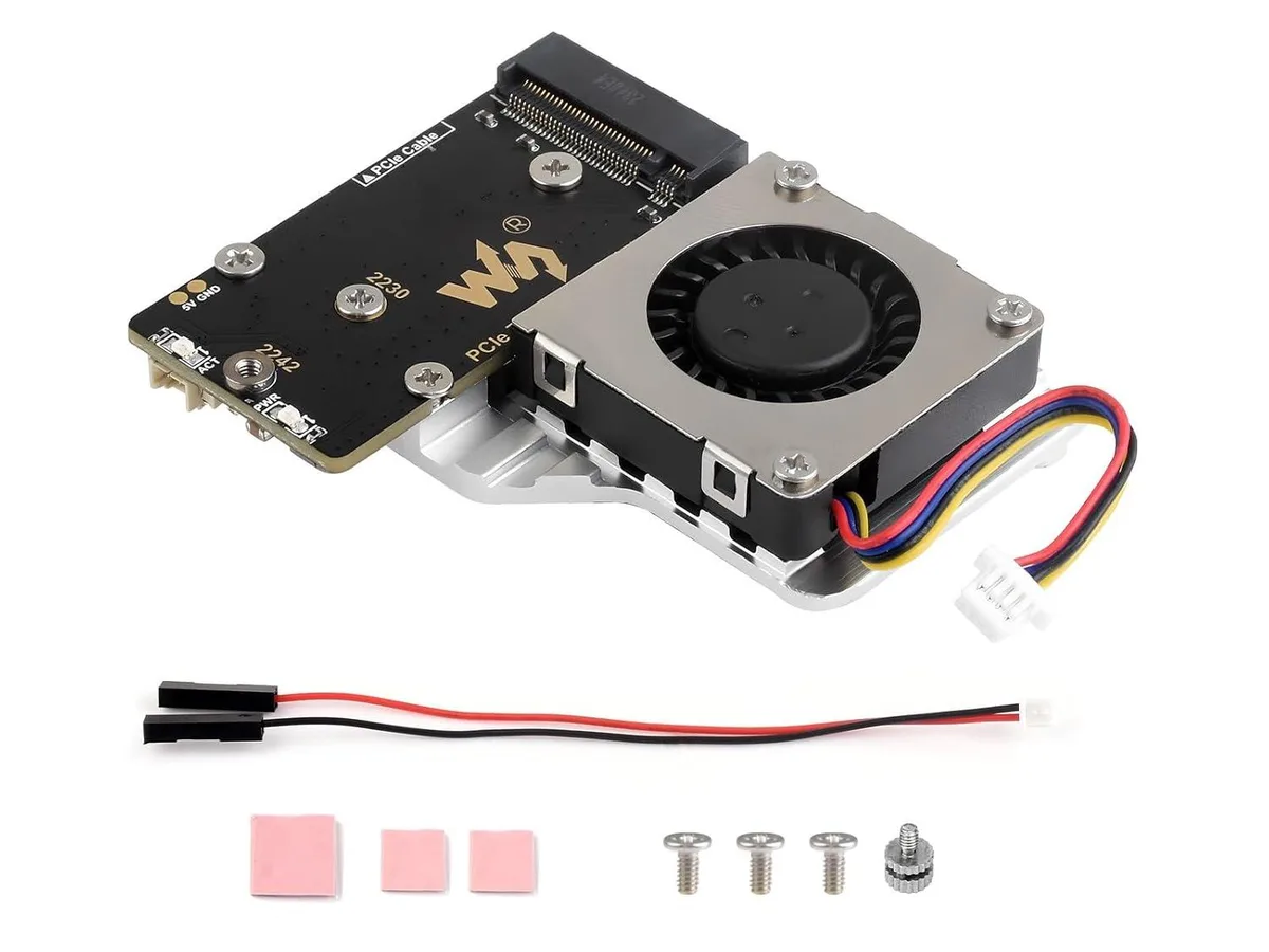 LORDWORLD LORDWORLD PCIe to M.2 Adapter (E) with Cooling Fan for Raspberry Pi 5 — ภาพสินค้า