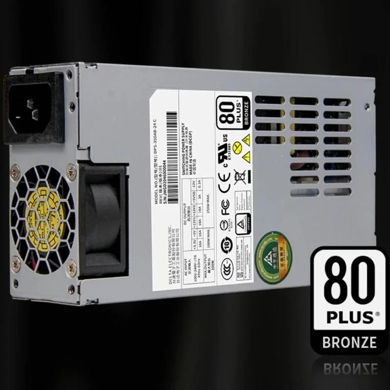 Compact silver 1U Flex ATX power supply unit with rear fan grille