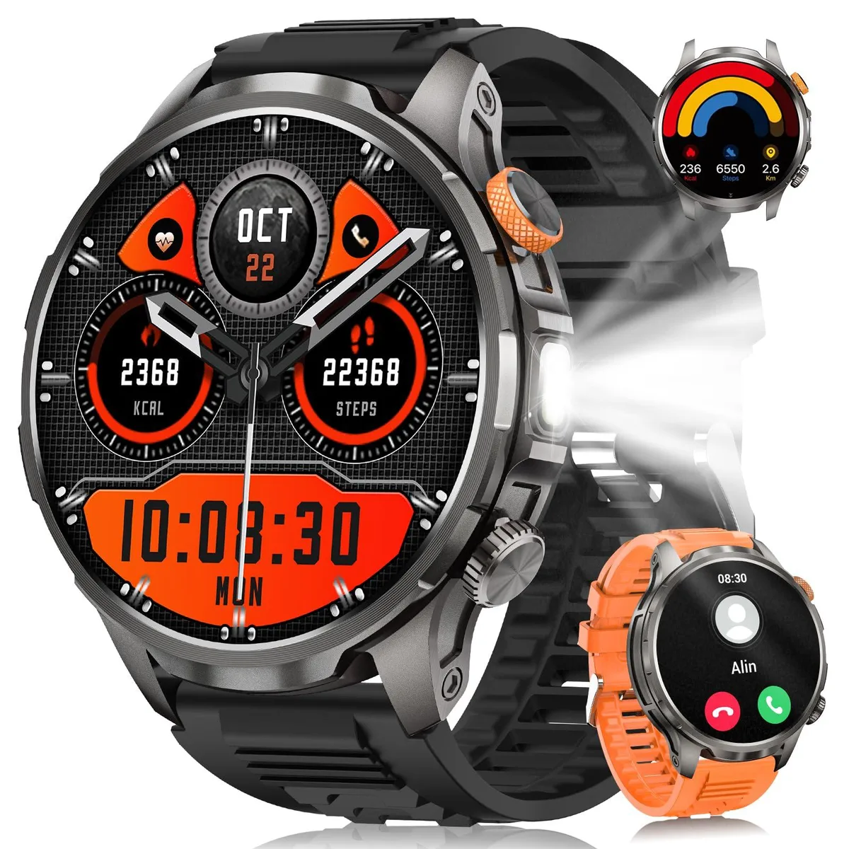  DEKELIFE AK90 1.91" Military Smart Watch Black — fotografie produktu