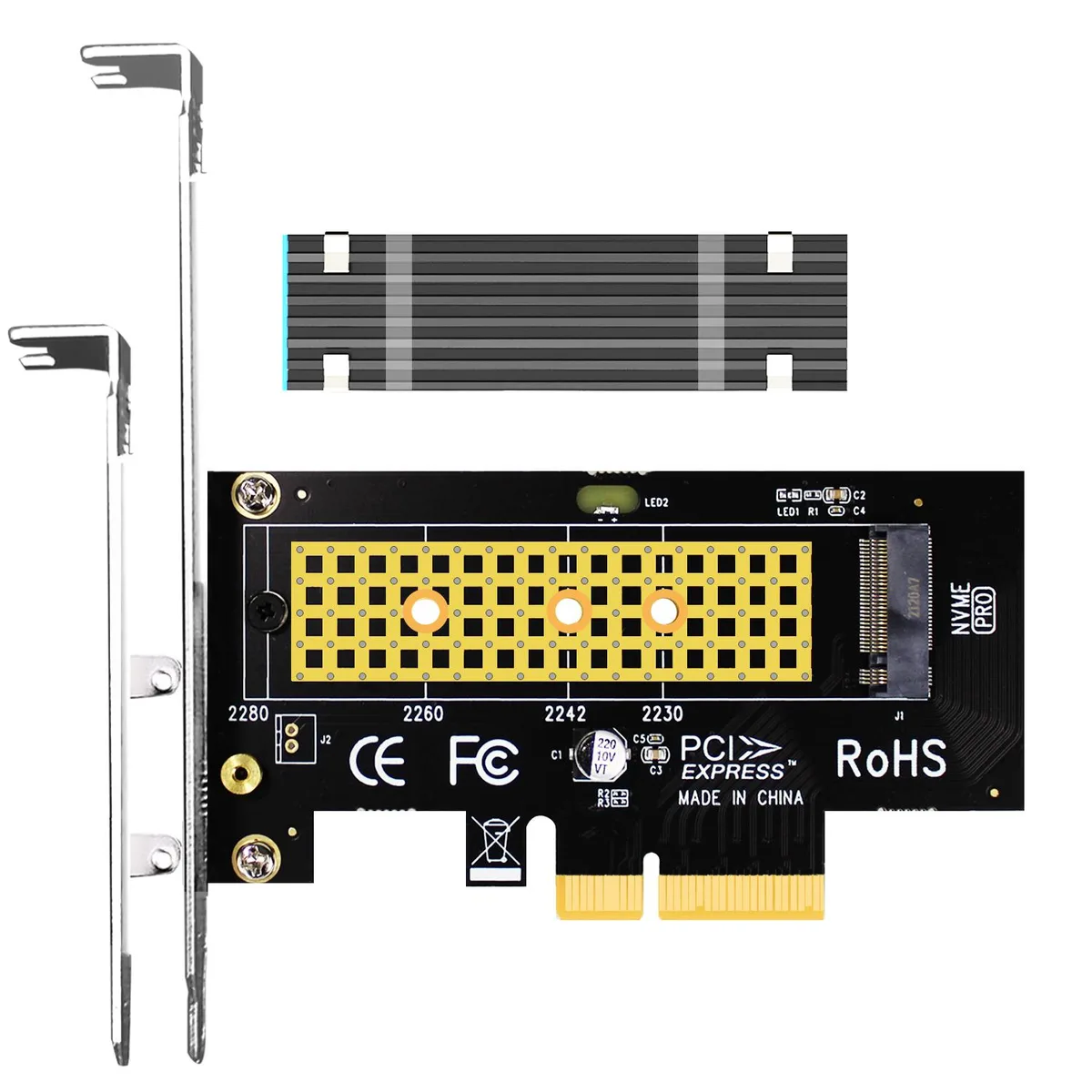 GLOTRENDS GLOTRENDS PA09-HS M.2 NVMe to PCIe 4.0 X4 Adapter with Heatsink — Produktfoto