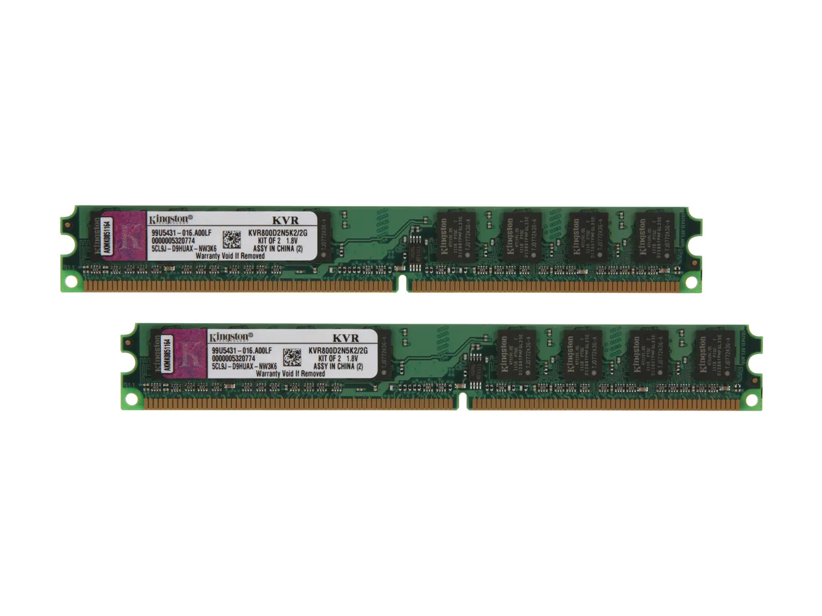 Kingston Technology Corp. Kingston Technology Corp. KVR800D2N5K2/2G 2GB (2 x 1GB) DDR2 800 PC2 6400 CL5 1.80V memory upgrade — toote foto