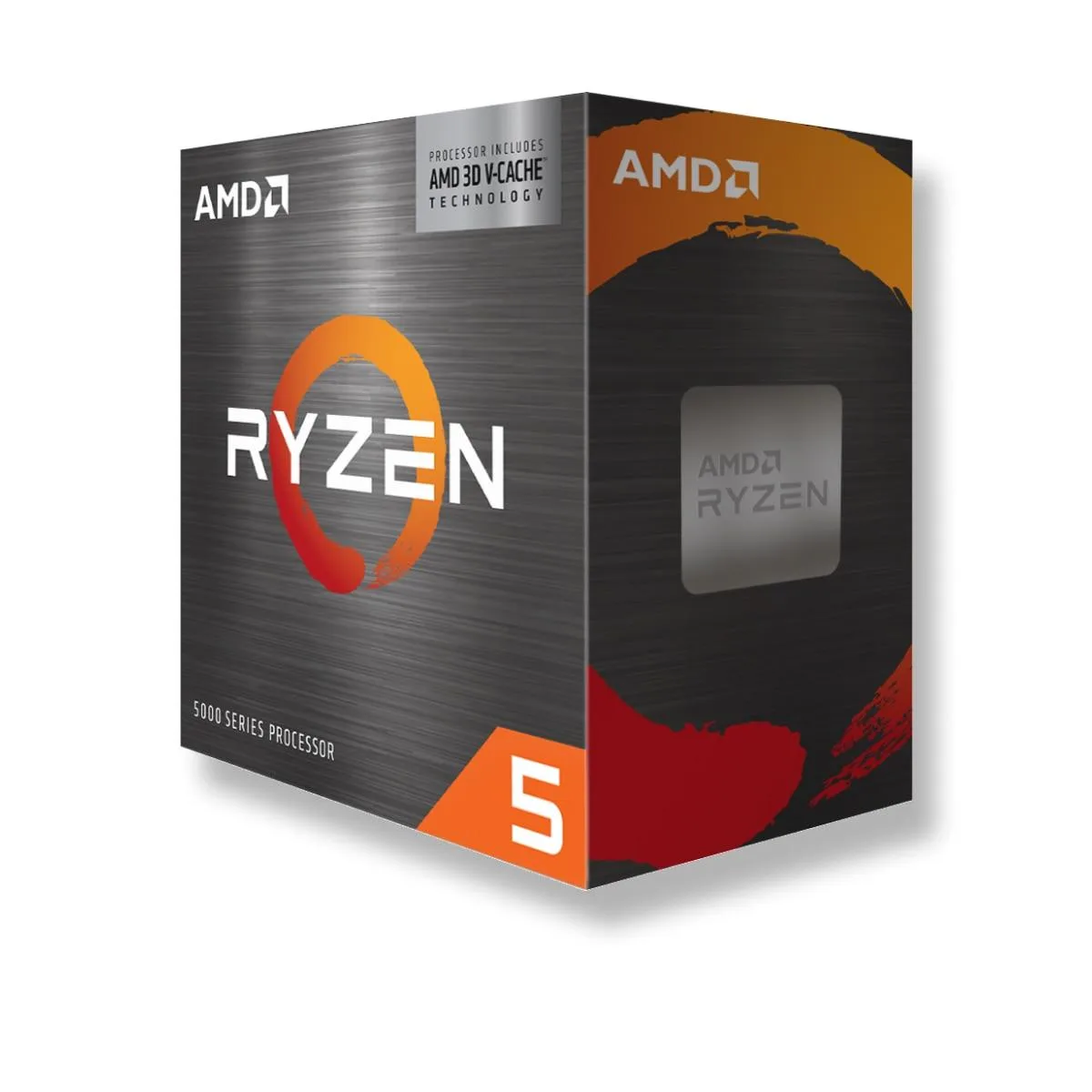 Square green ceramic chip with gold contacts and silver heat spreader, AMD Ryzen branding visible