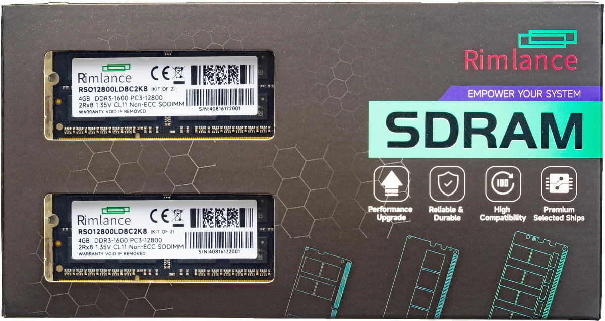 RIMLANCE RIMLANCE 8GB (2x4GB) DDR3 1600MHz 1.35V SODIMM laptop RAM — ภาพสินค้า