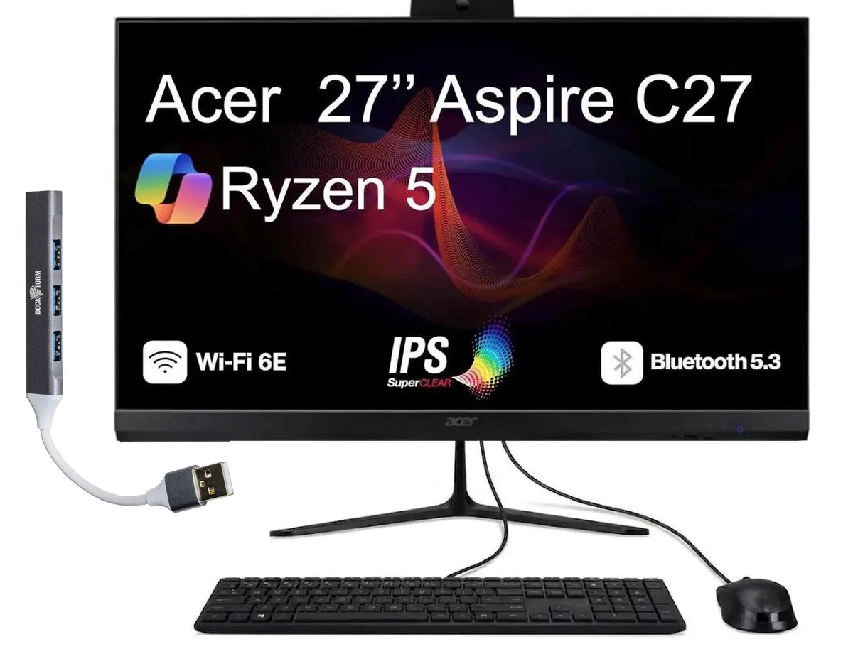 Acer America Acer Aspire C27 Professional All-in-One PC 27" 120Hz IPS Ryzen 5 7430U 64GB DDR4 1TB NVMe Win 11 Pro — termékfotó