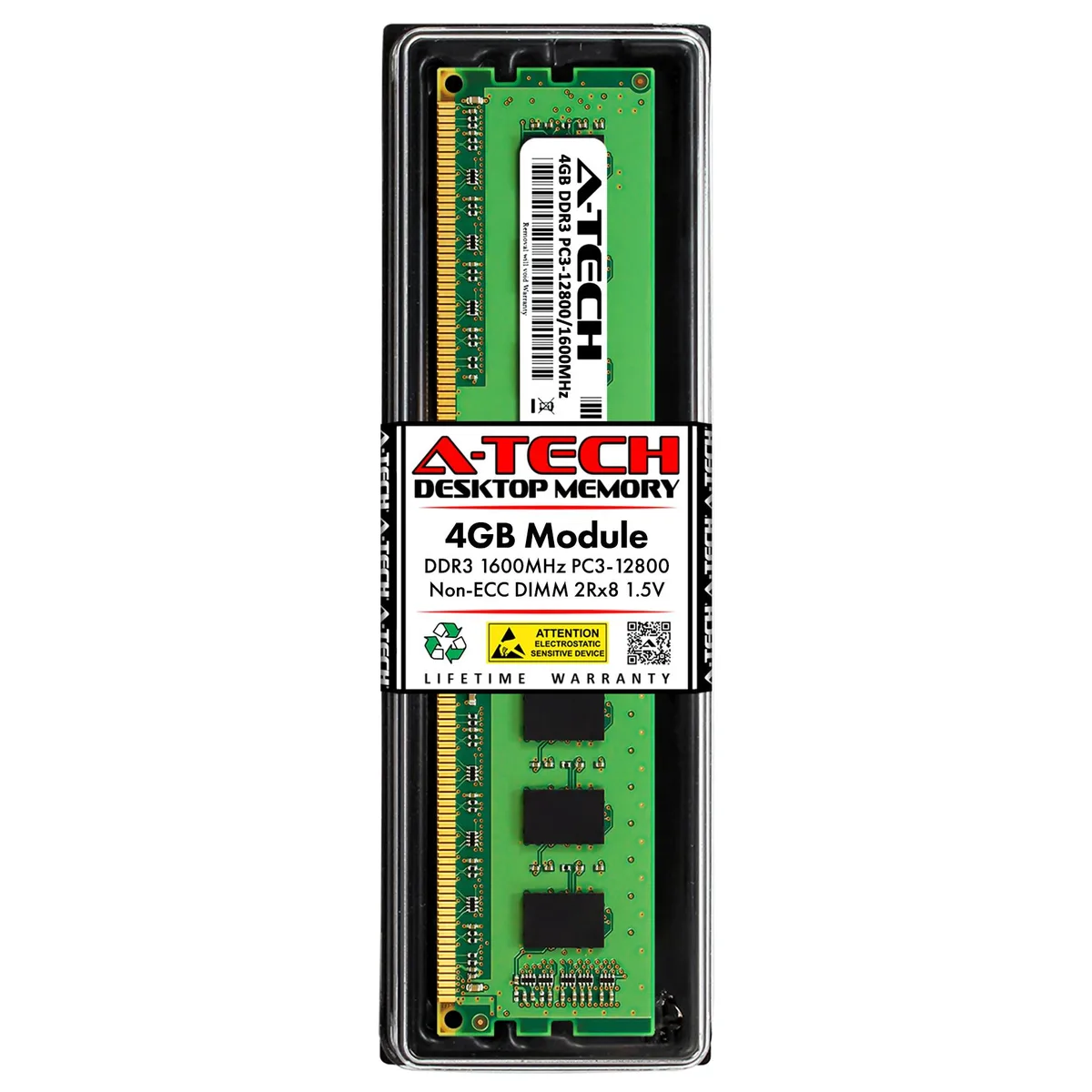 A-Tech A-Tech 4GB DDR3 1600MHz CL11 1.5V DIMM 240-Pin Desktop RAM — photo du produit