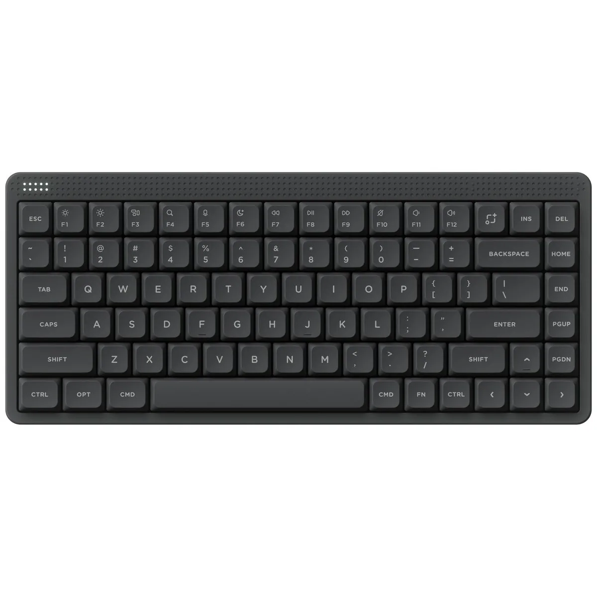 Low-profile 75% keyboard in black with touch bar and RGB backlight