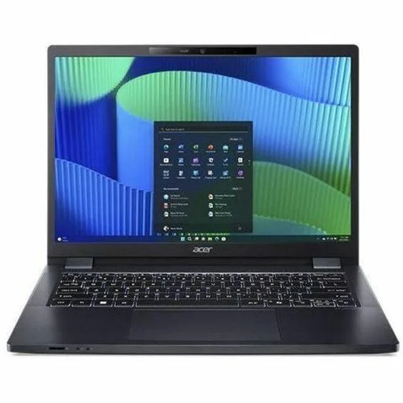 Blue 14 inch laptop with matte WUXGA display and Copilot key