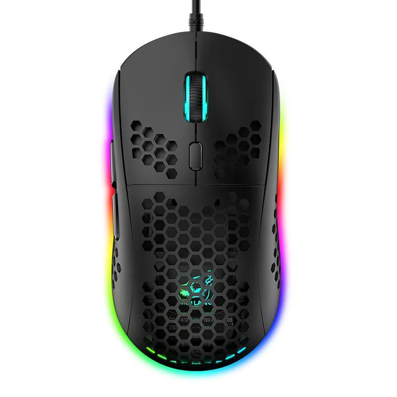 SPTUO SPTUO M8 Gaming Mouse Honeycomb Wired 6400 DPI RGB Black — Produktfoto