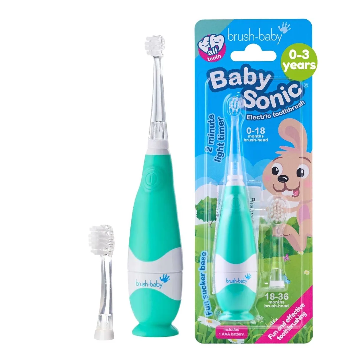  Waterpik 109811561 brush-baby oral care 0-36 months 2 heads teal — product photo