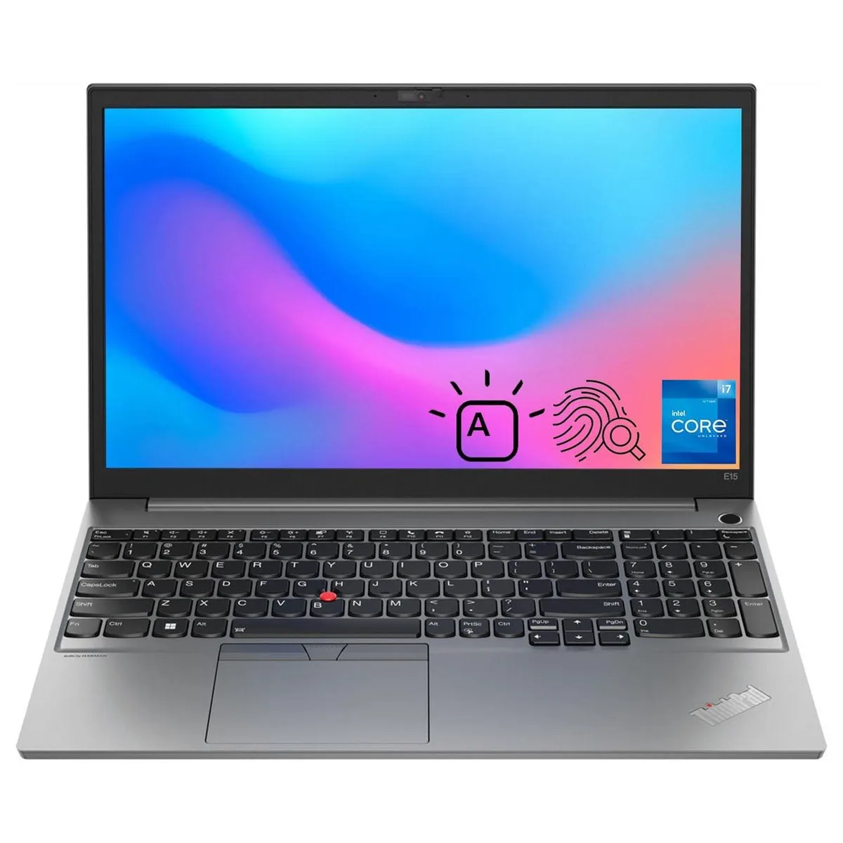 Silver 15.6 inch laptop with anti-glare display and backlit keyboard