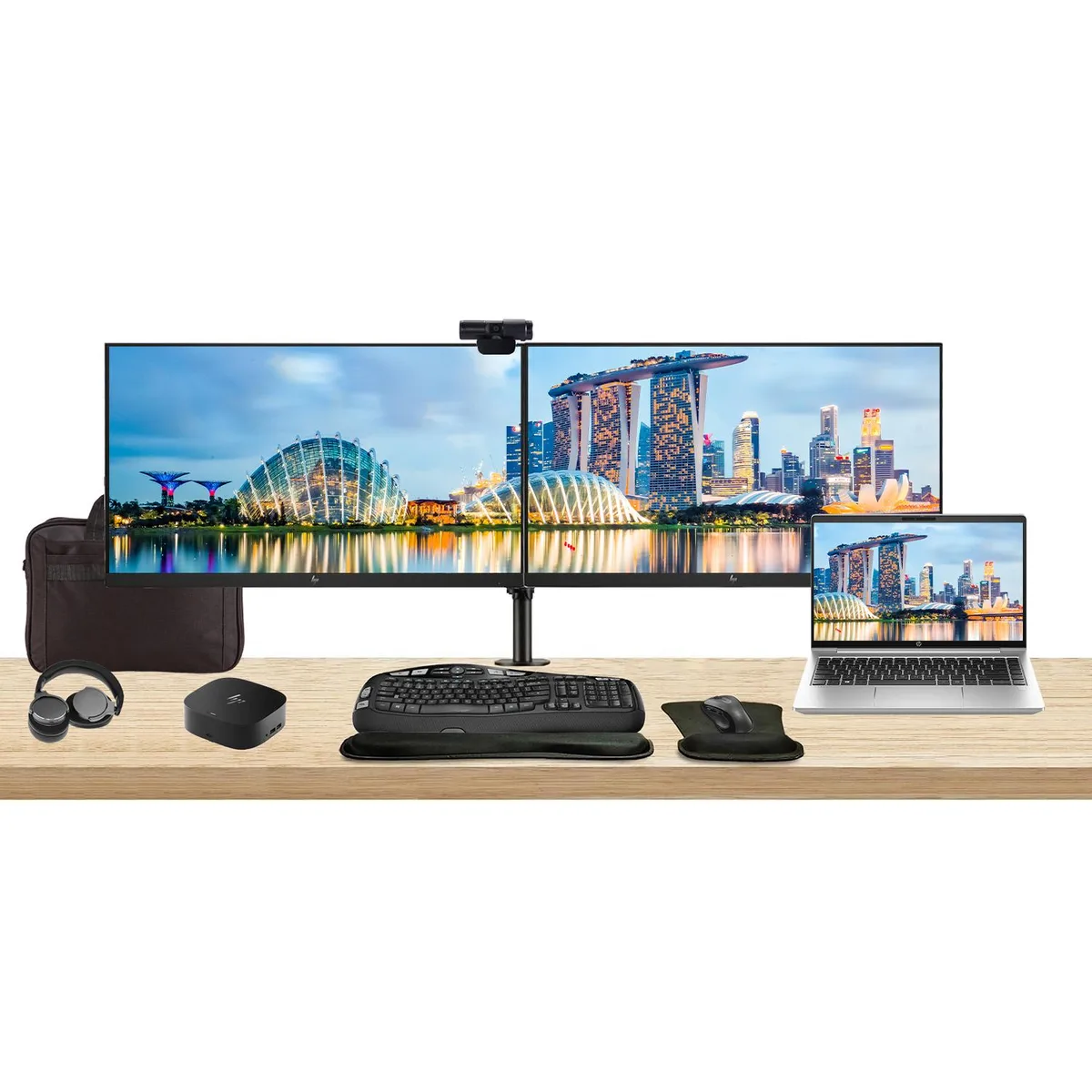 HP HP ProBook 440 G10 14" i7-1355U 16GB 512GB Bundle 2x 27" Monitors Dock MK670 Webcam Headphones Bag — 商品写真