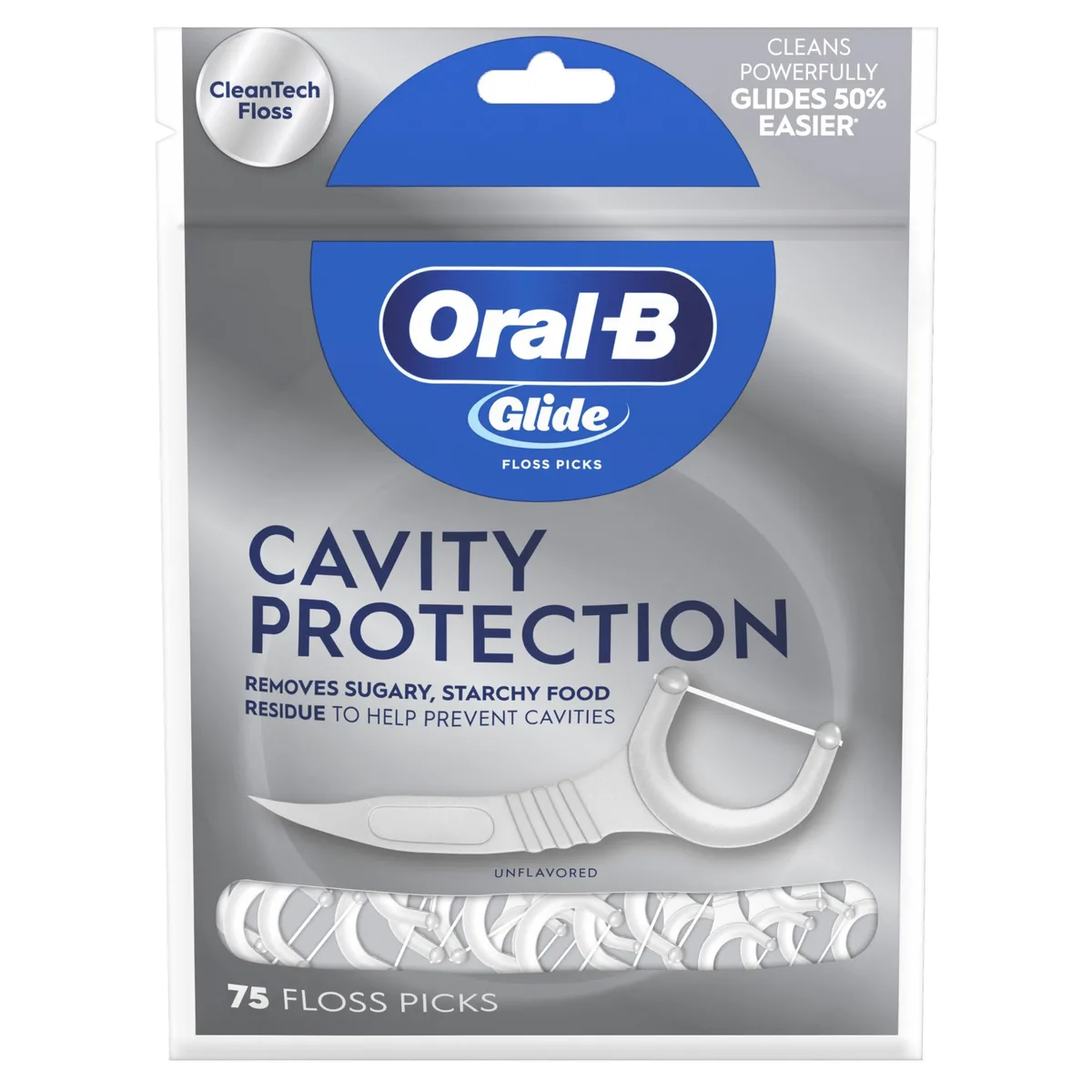  Oral-B 80754466 Unflavored Cavity Protection Floss Picks 75 Count — 제품 사진