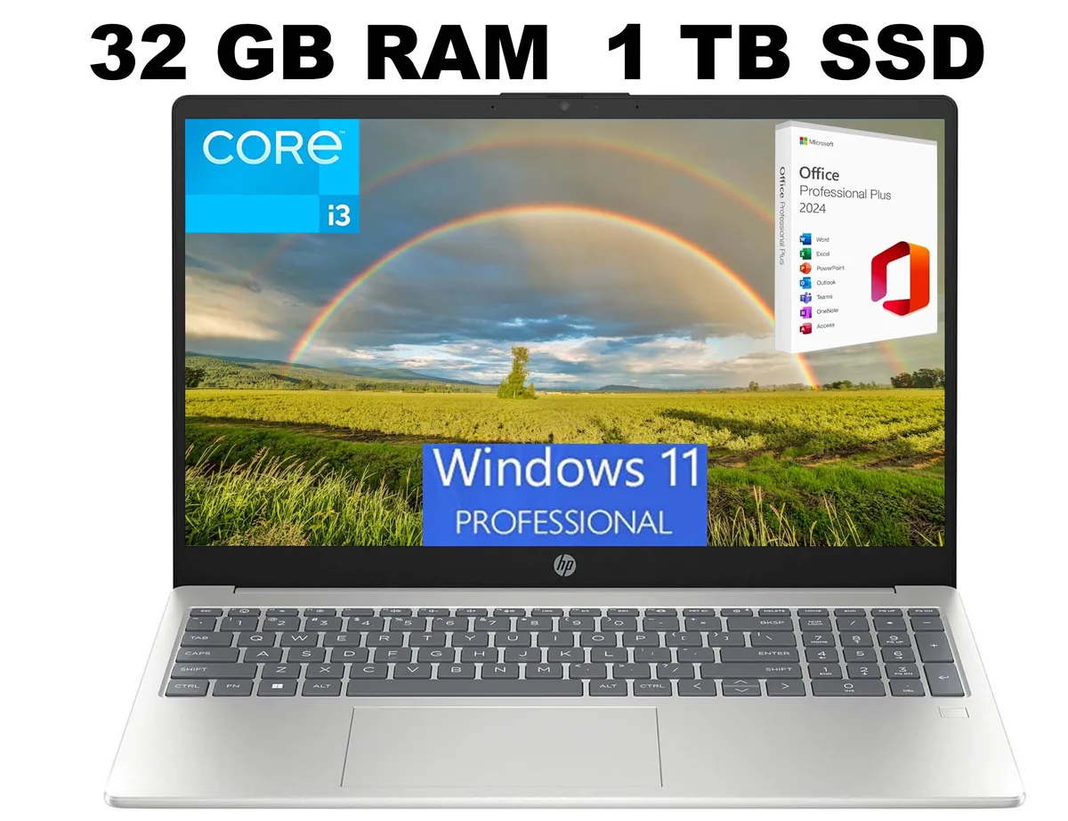 HP HP 15 laptop 15.6" FHD Core i3-N305 32GB 1TB SSD Silver — photo du produit